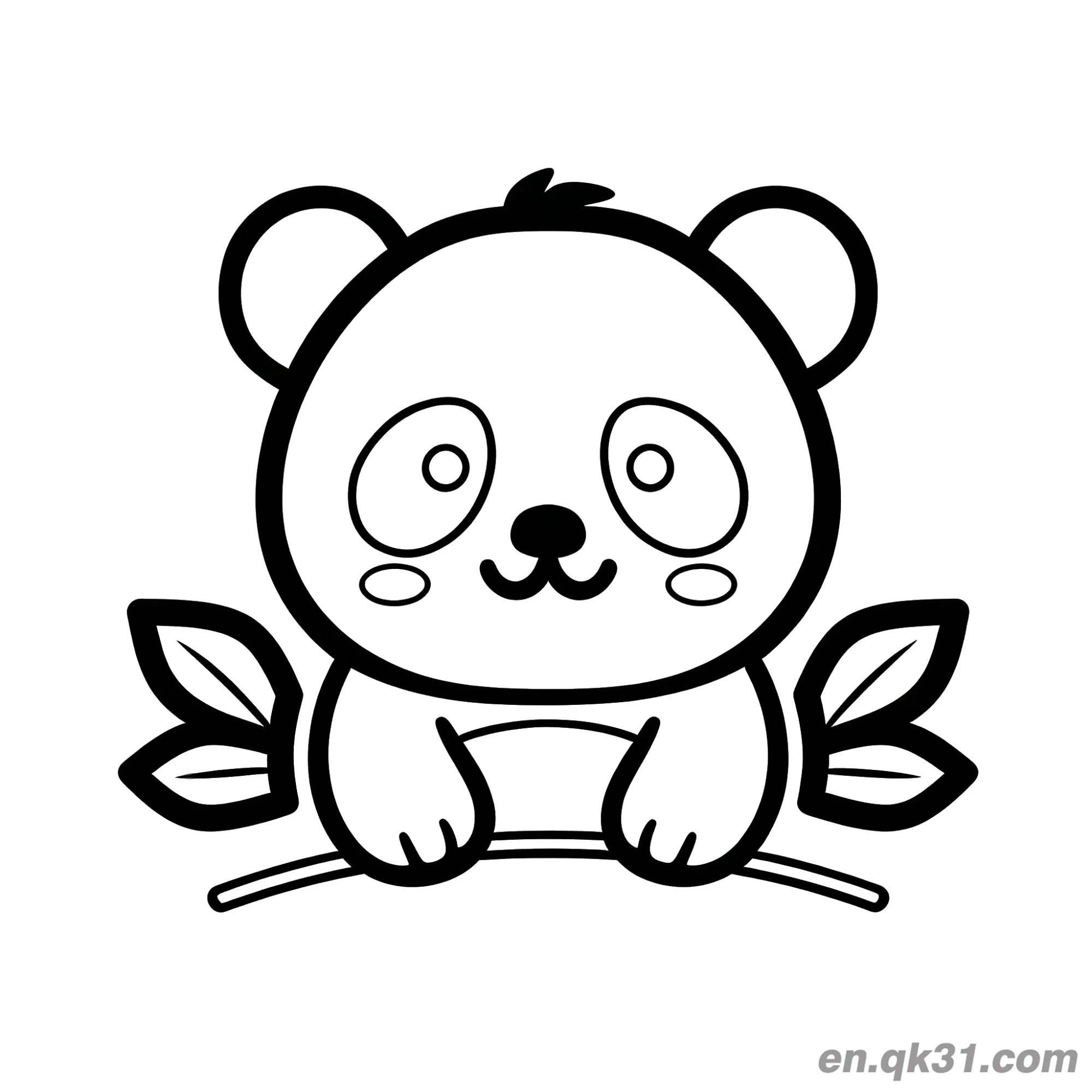 免费 极简熊猫宝宝从树枝后偷看简笔画涂色页 简笔画涂色页