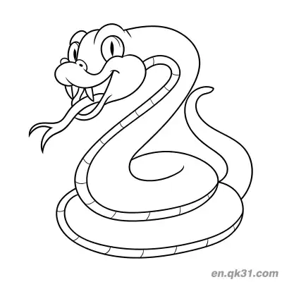 獠牙吐舌卡通蛇简笔画涂色页 – 免费可打印简笔画涂色画