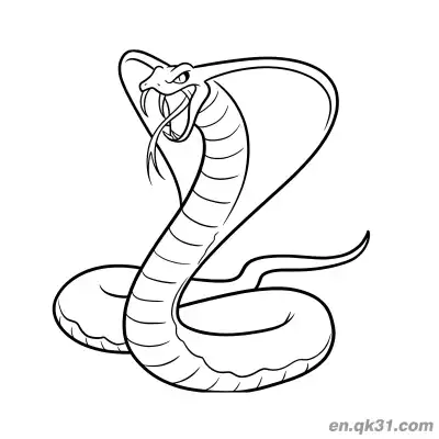 凶猛卡通眼镜蛇扩张颈部简笔画涂色页 – 免费可打印简笔画涂色画