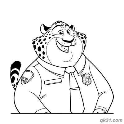 本杰明·爪霍瑟微笑警官肖像简笔画涂色页 – 免费可打印简笔画涂色画