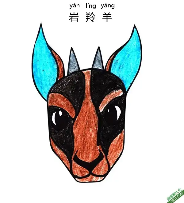 如何给孩子画岩羚羊脸Chamois Face简笔画涂色画 – 为儿童和成人提供的免费可打印简笔画涂色画