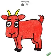 怎样教孩子们一步步画一个 卡通山羊Goat – 免费可打印简笔画涂色画