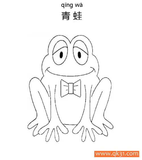 免费 青蛙 frog 两栖动物 简笔画涂色页
