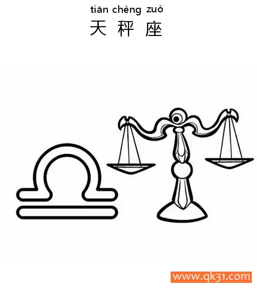 免费 十二星座-天秤座：Libra constellation 简笔画涂色页