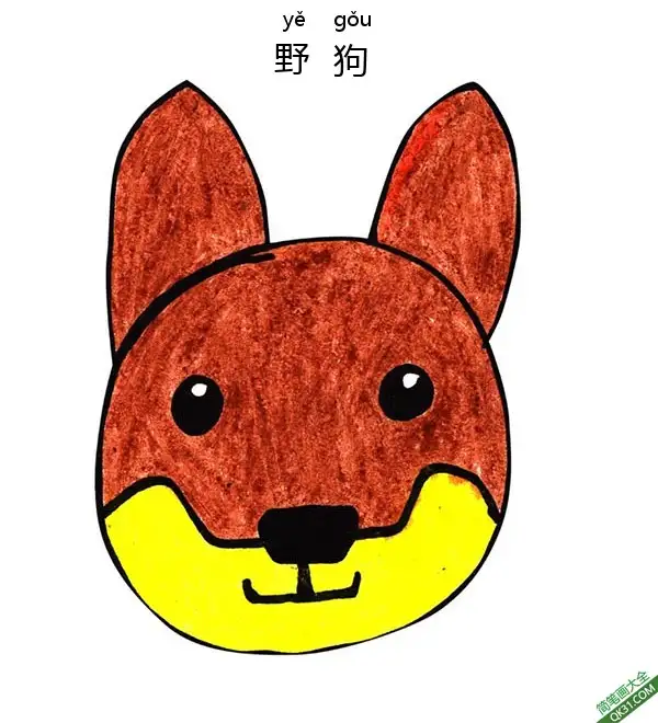 如何给孩子画野狗脸Dingo Dog简笔画涂色画 – 为儿童和成人提供的免费可打印简笔画涂色画