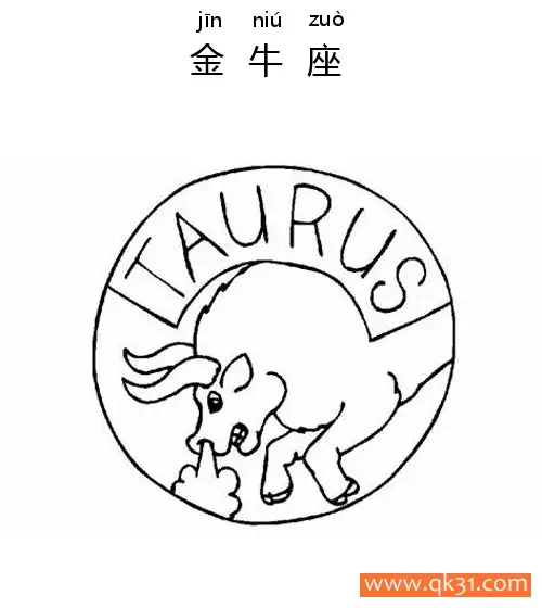 免费 十二星座-金牛座：Taurus constellation 简笔画涂色页