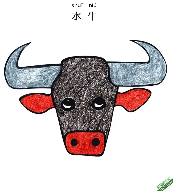 免费 如何给孩子画水牛脸如何给孩子 简笔画涂色页