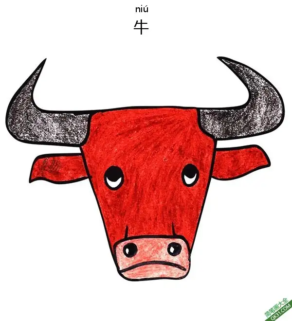 免费 如何给孩子画牛脸Bull Face 简笔画涂色页