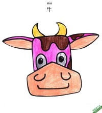 如何给孩子画牛脸Cow Face|简笔画|素描|涂鸦|涂颜色