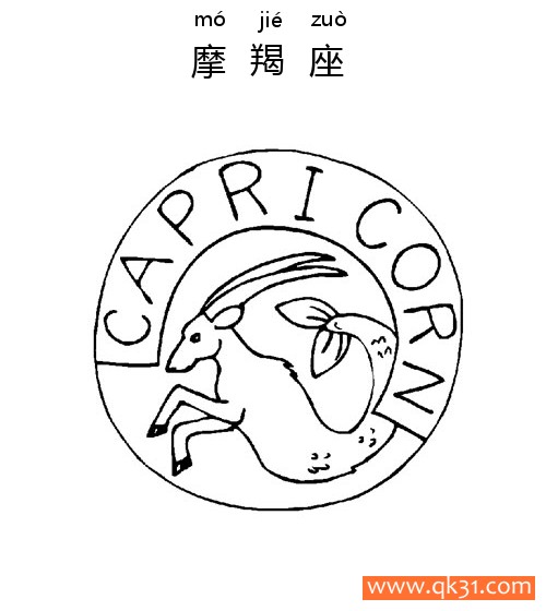 十二星座-摩羯座：Capricorn constellation|简笔画|素描|涂鸦|涂颜色