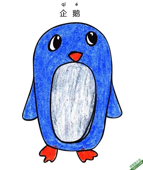 免费 怎样教孩子们一步步画一个 卡通 企鹅Fairy Penguin 简笔画涂色页