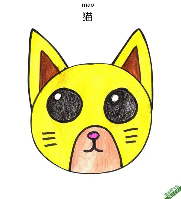 免费 如何给孩子画猫脸Cat Face 简笔画涂色页