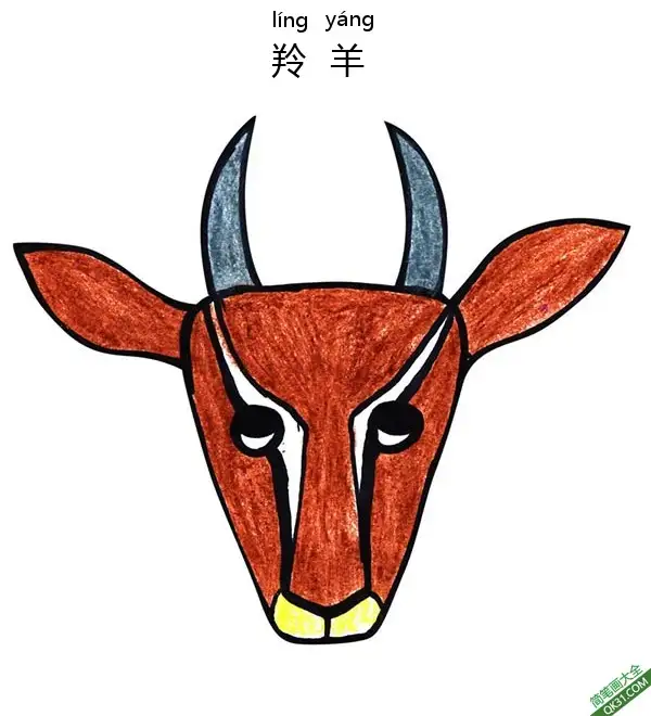 免费 如何给孩子画羚羊脸Gazelle Face 简笔画涂色页